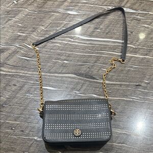 Tory Burch Robinson Black White and Gold Crossbody Bag